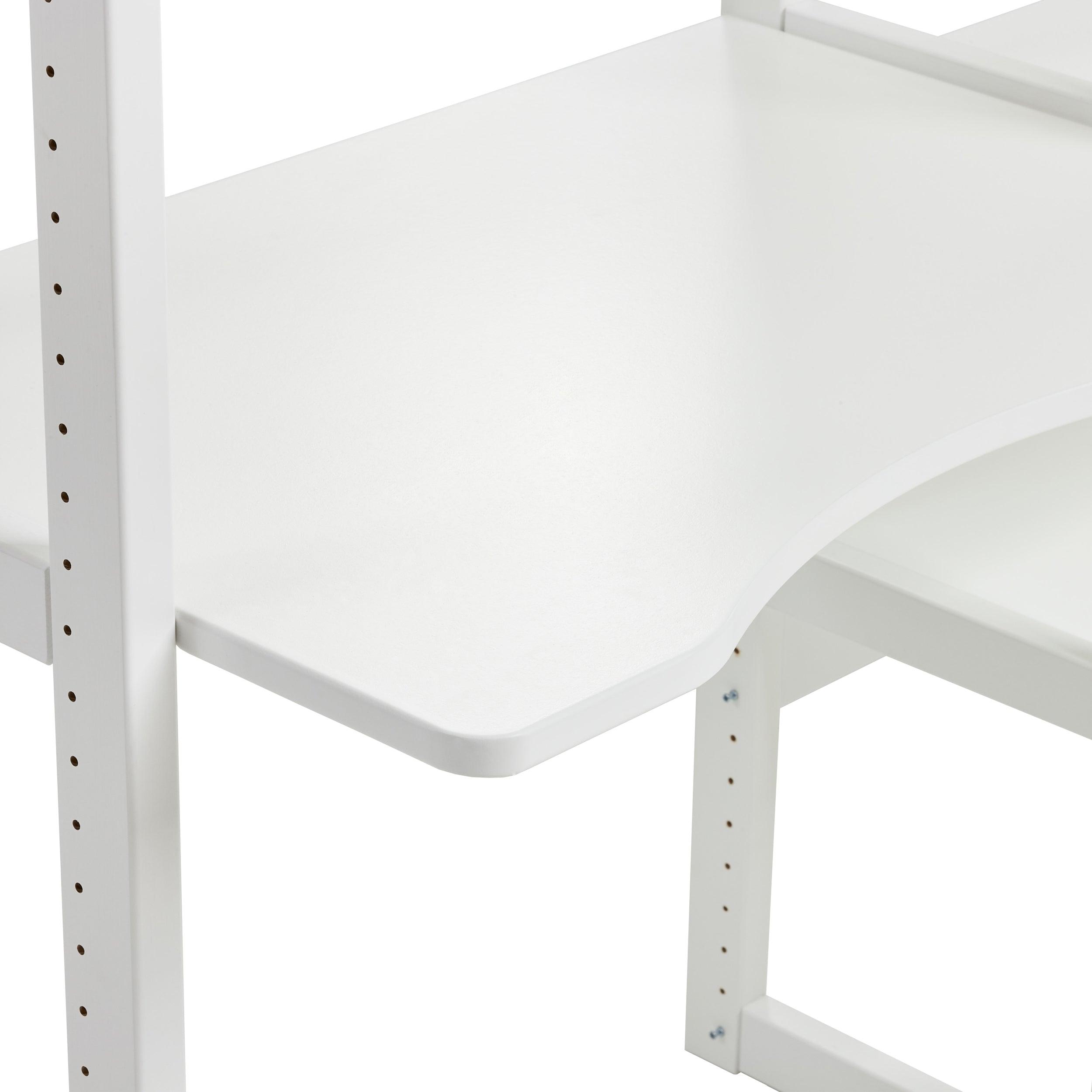Hoppekids STOREY scaffale con 2 sezioni, 4 ripiani, letto 70x160 cm e piano di lavoro 80 cm, Bianco