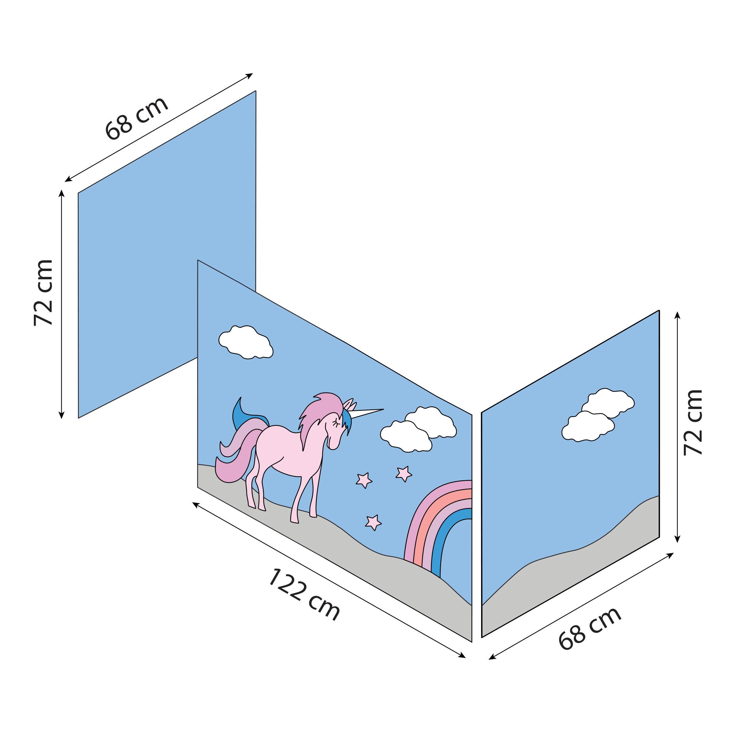 Hoppekids ECO Comfort Halvhøj Seng med Unicorn Sengeforhæng