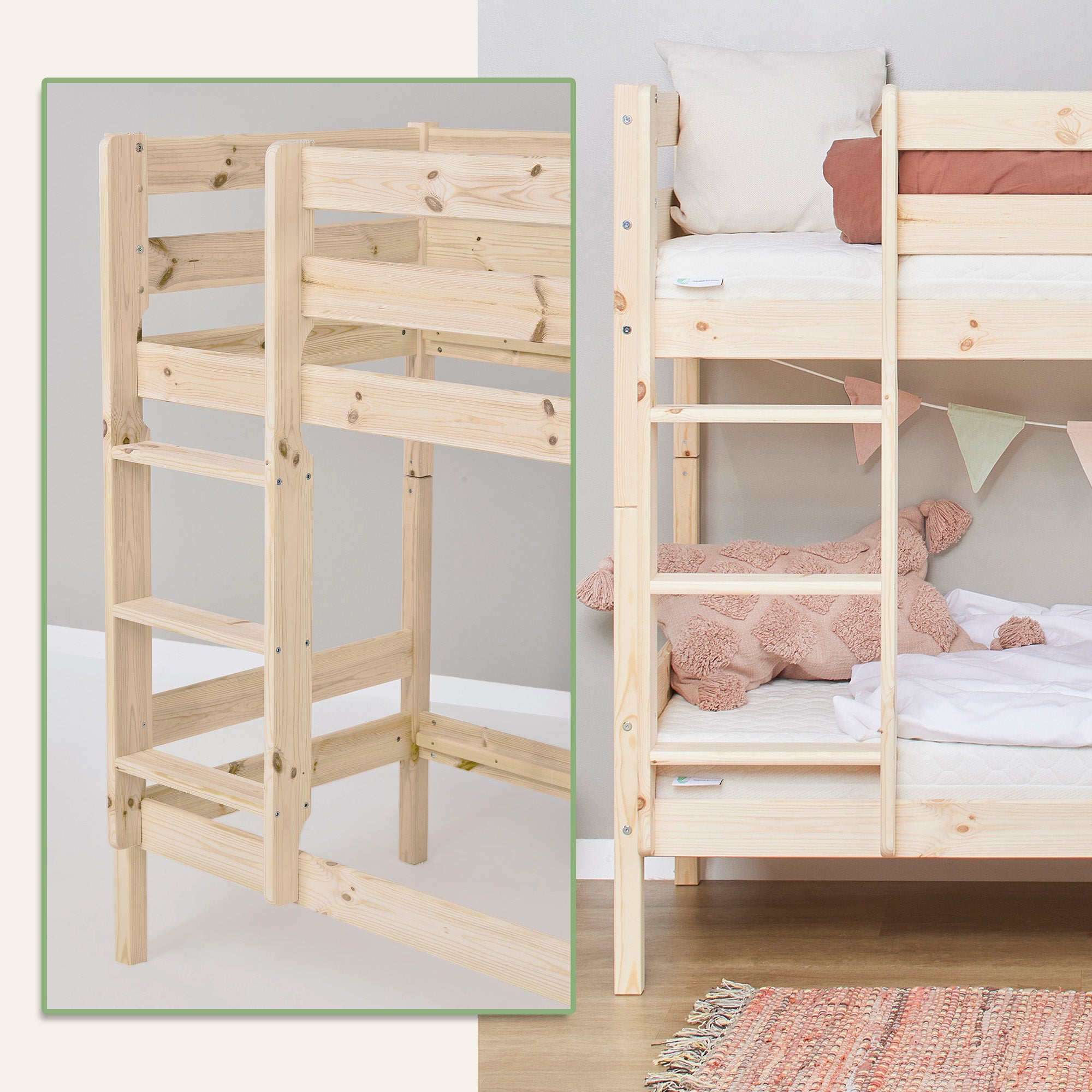 Hoppekids ECO Comfort Letto a castello con 2 materassi 70x160 / 90x200 