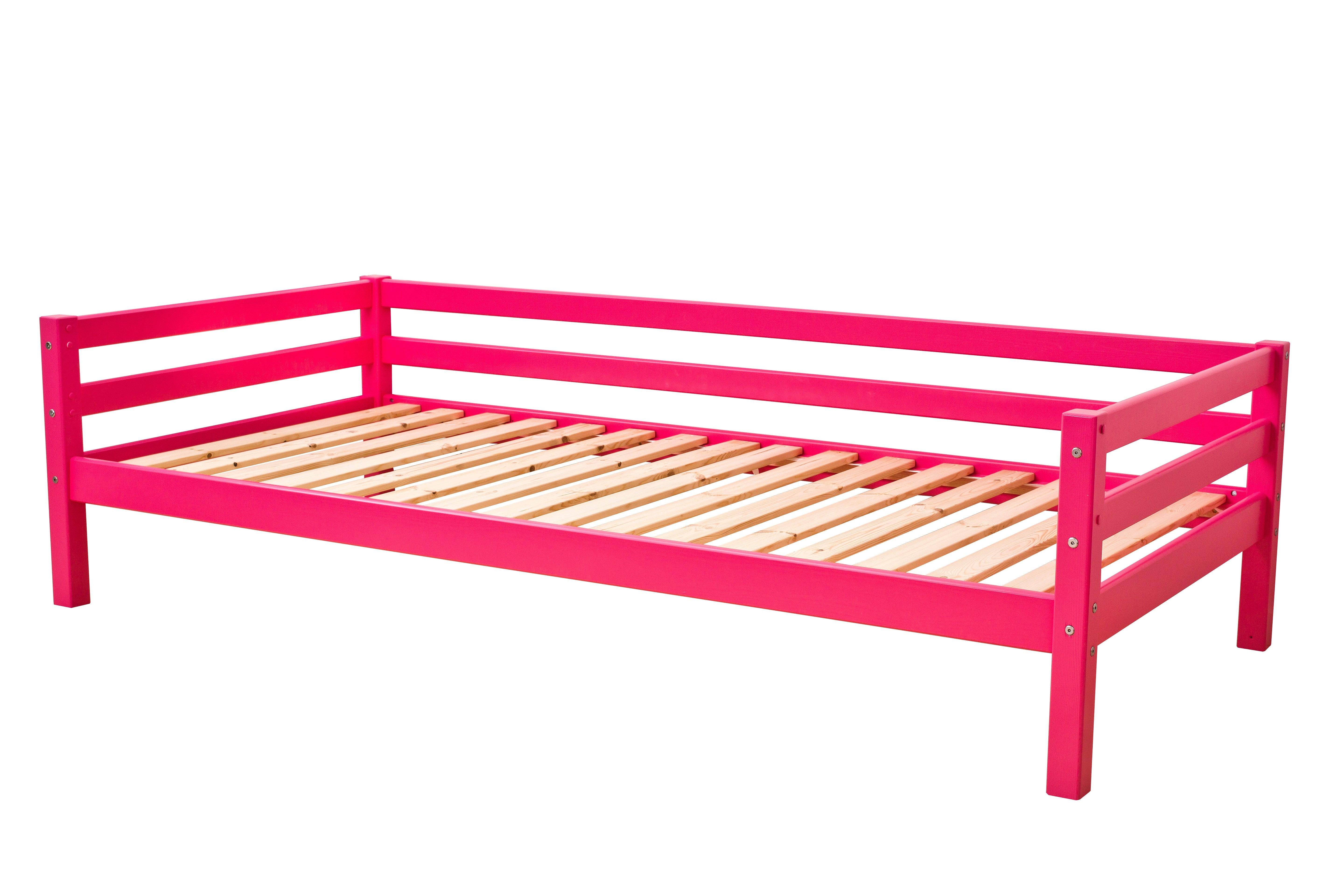 Outlet: ECO Dream Bett 90x200 cm mit Rausfallschutz, Pink 