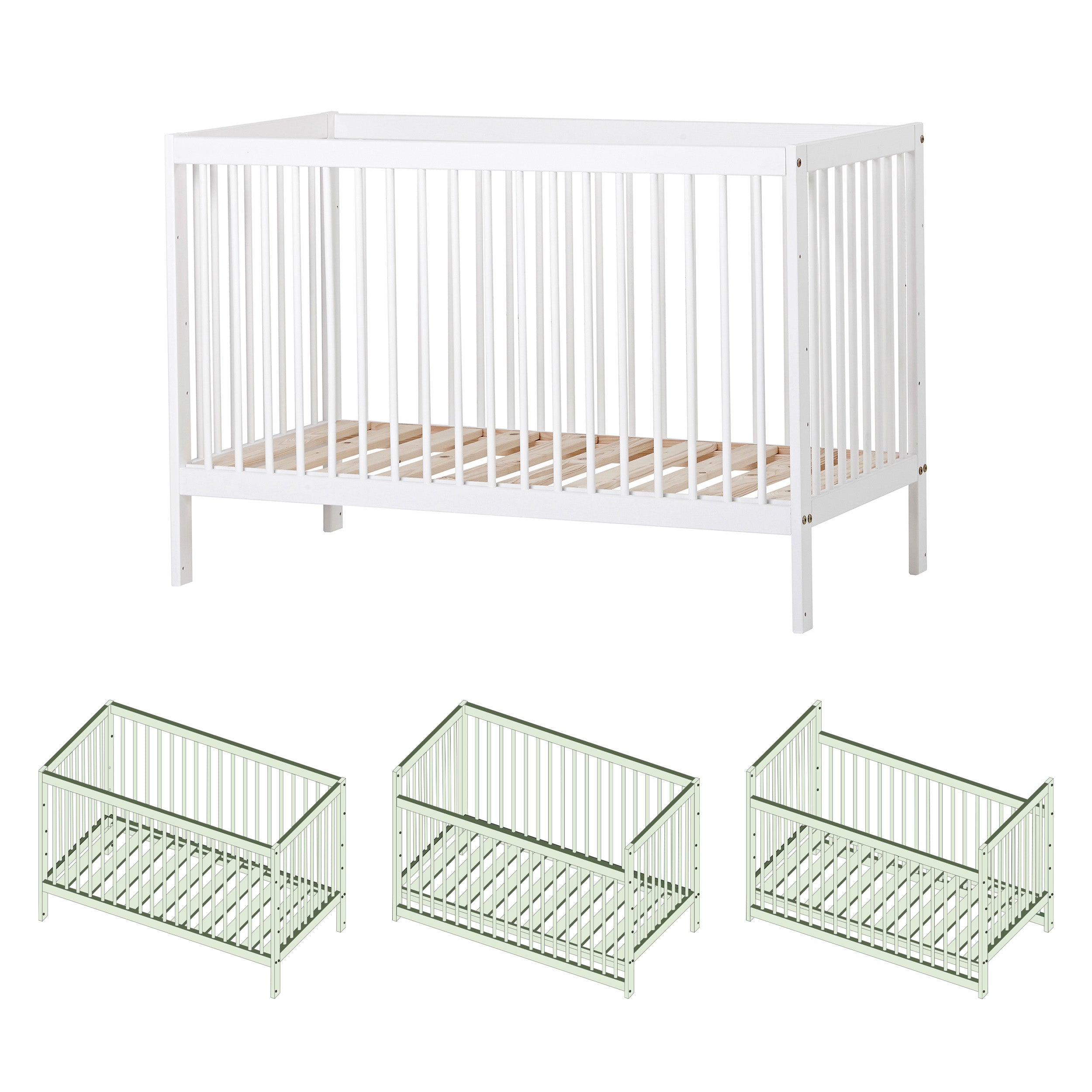 Hoppekids ANTON Lettino per bambini 60x120 Bianco