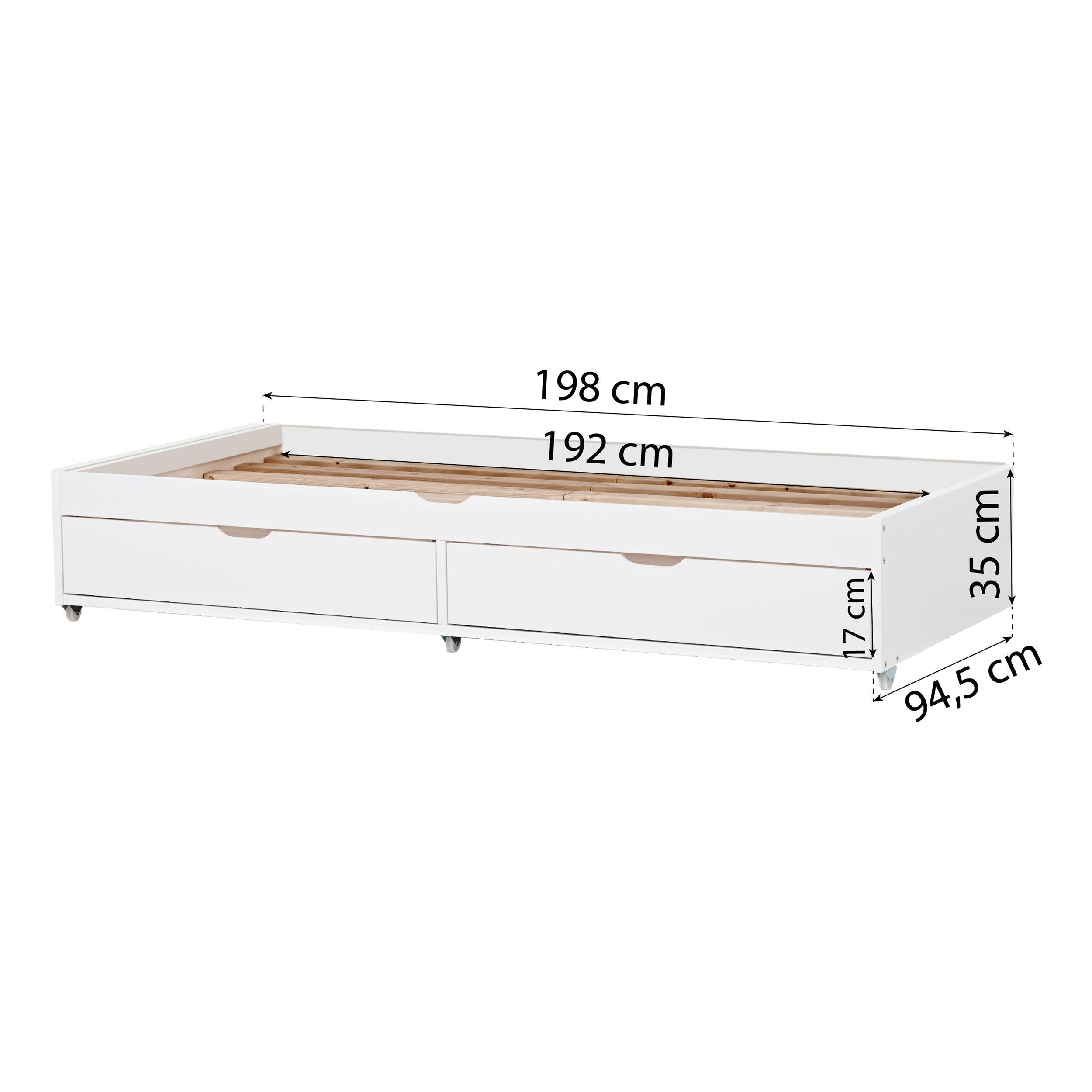 Hoppekids DELUXE 90x190 cm lit gigogne, Blanc