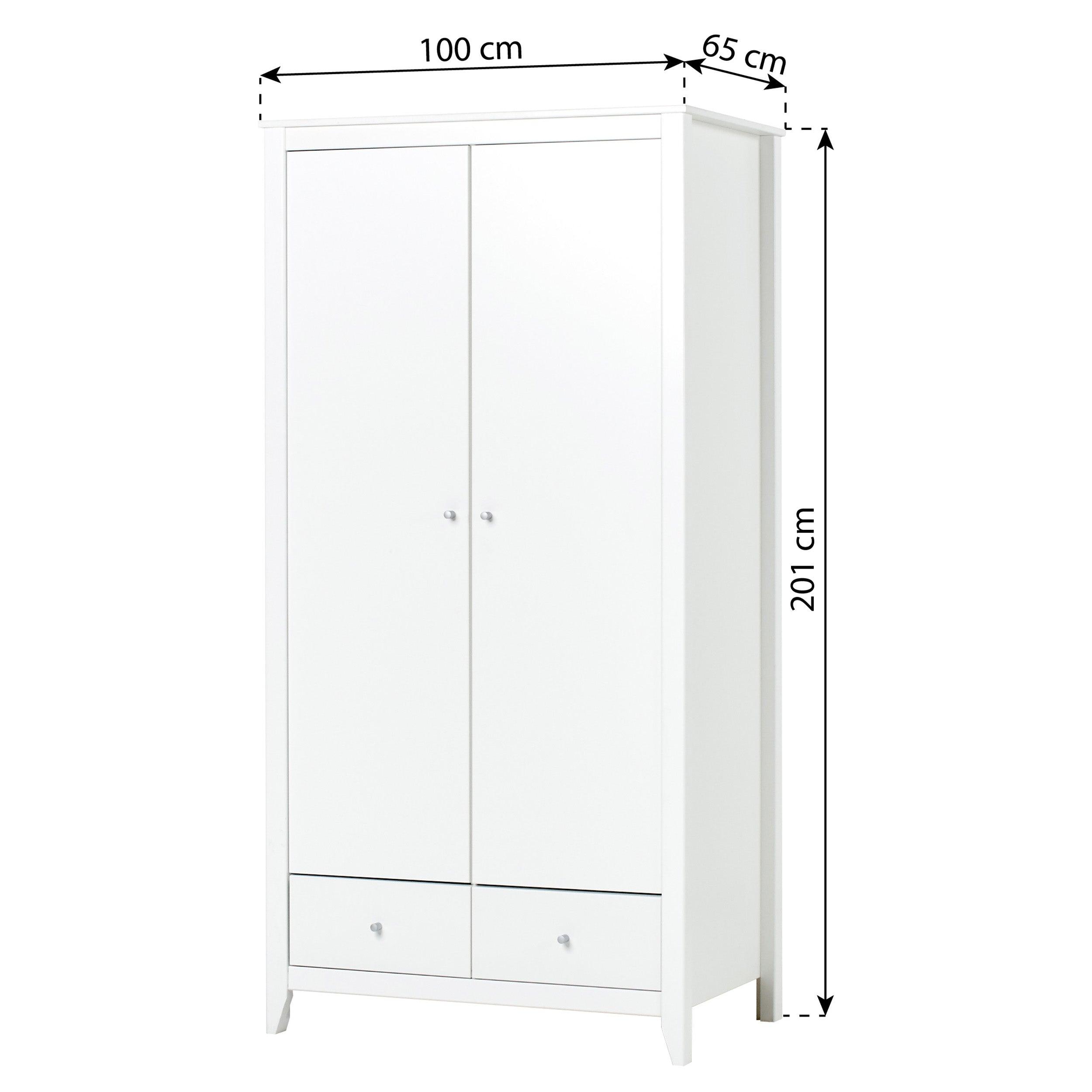 Armoire Hoppekids avec 2 portes et 2 tiroirs, Blanc