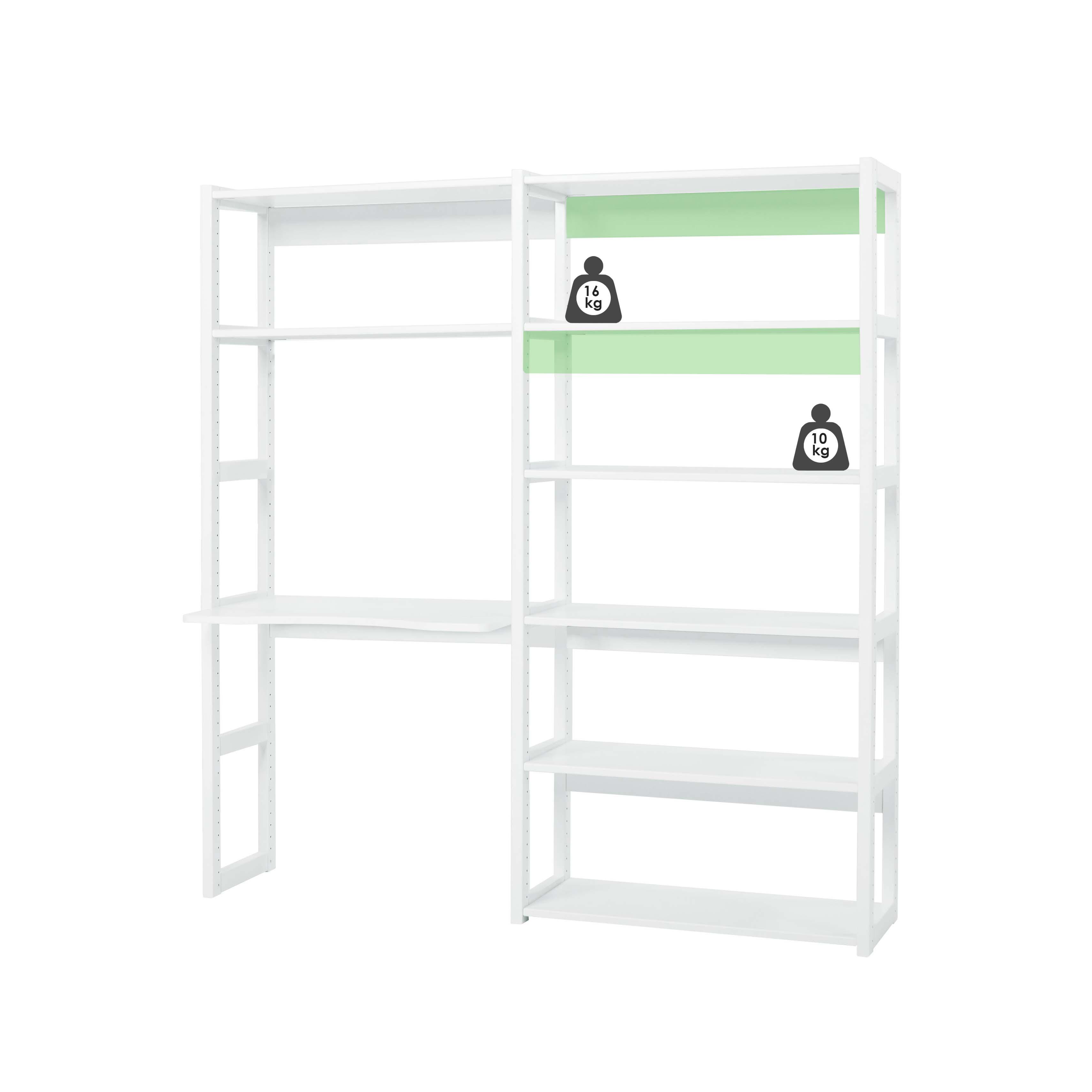 Hoppekids SETTORE Set con 4 ripiani e 2 supporti, Bianco