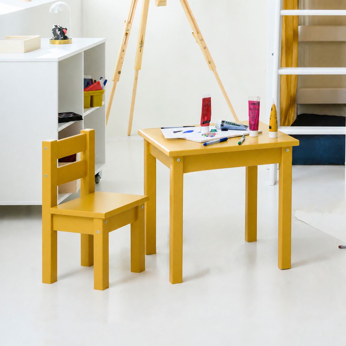 Children's furniture set: MADS table and chair in Autumn Yellow