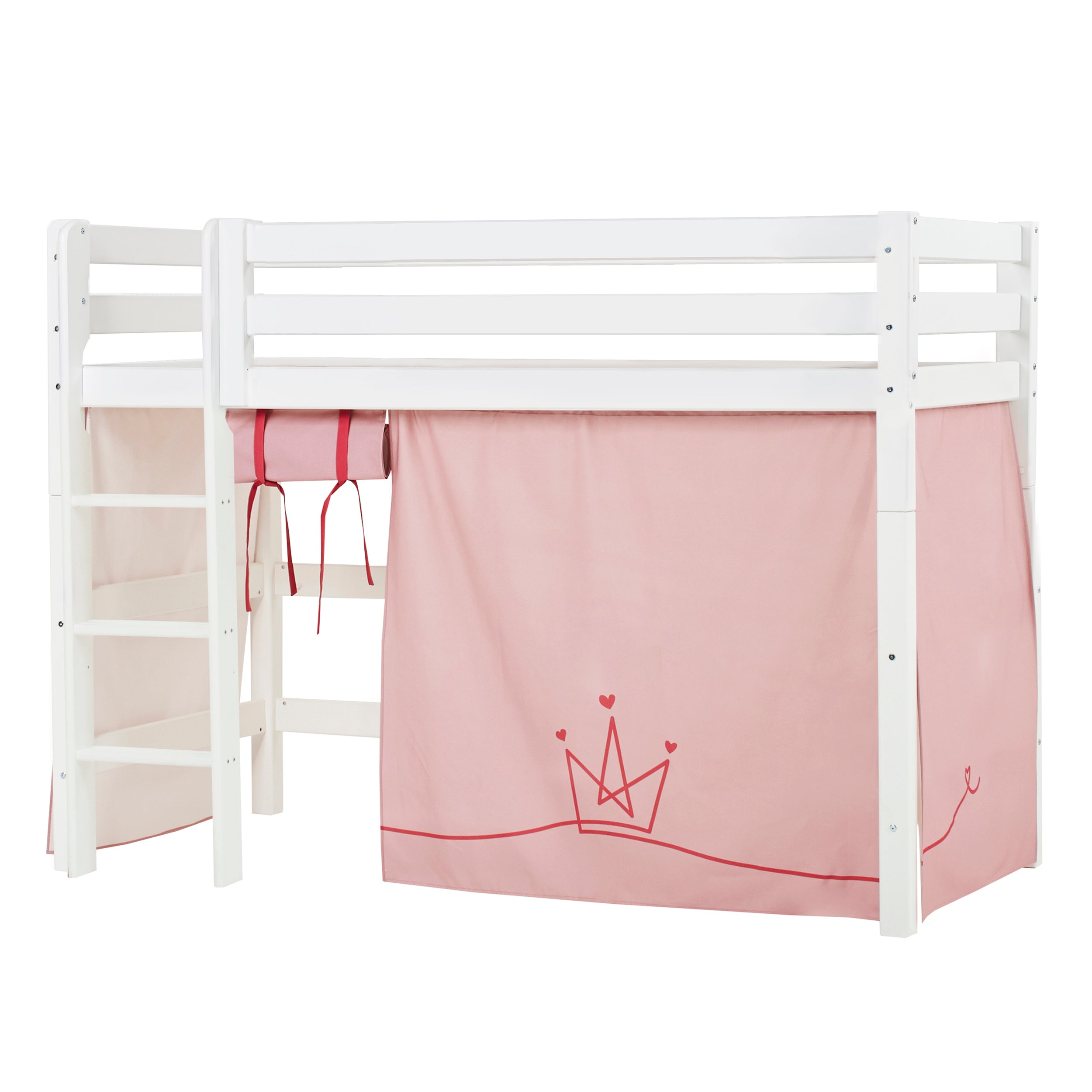 Hoppekids ECO Luxury Łóżko średniowysokie z zasłonami do łóżka Princess 