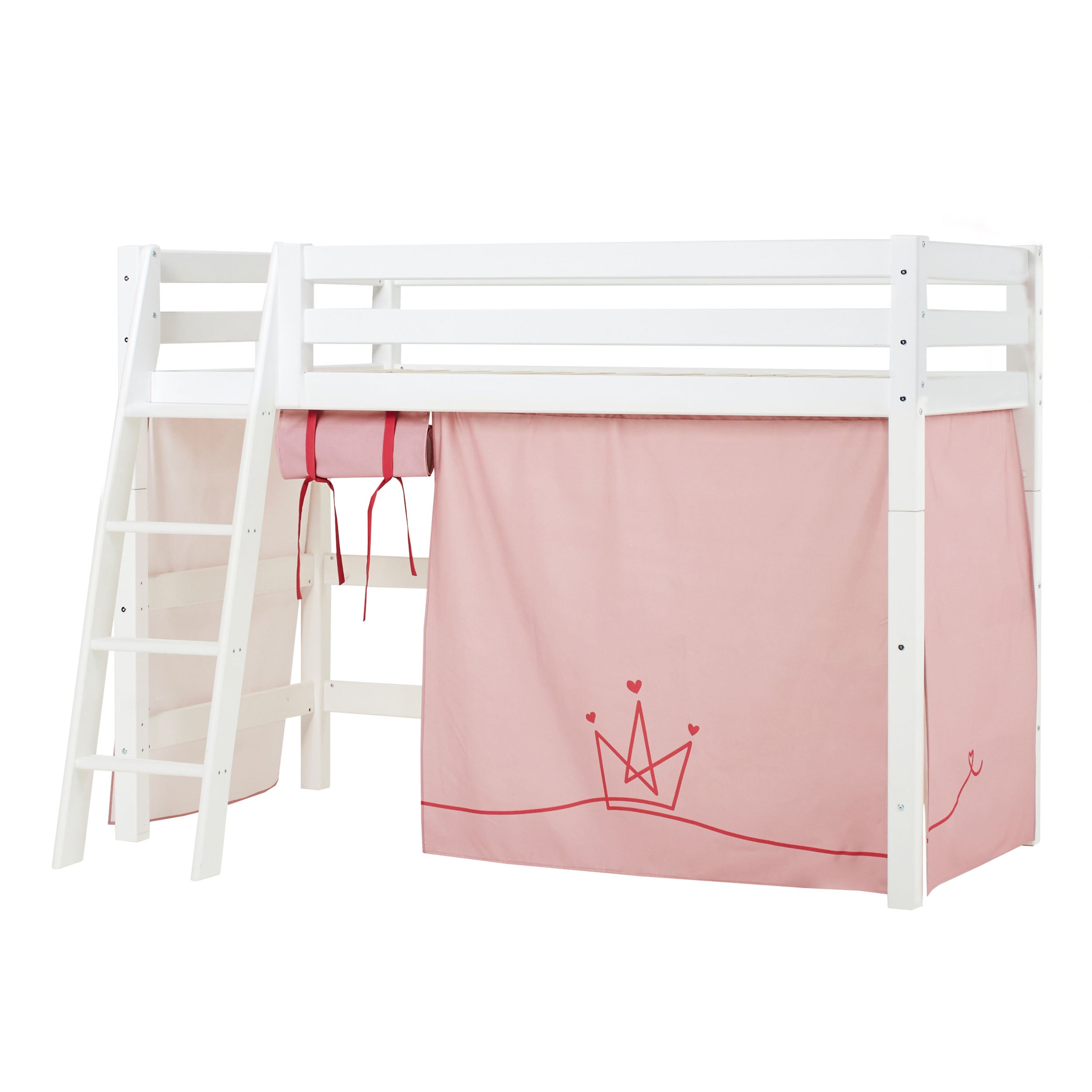 Hoppekids ECO Luxury Łóżko średniowysokie z zasłonami do łóżka Princess 