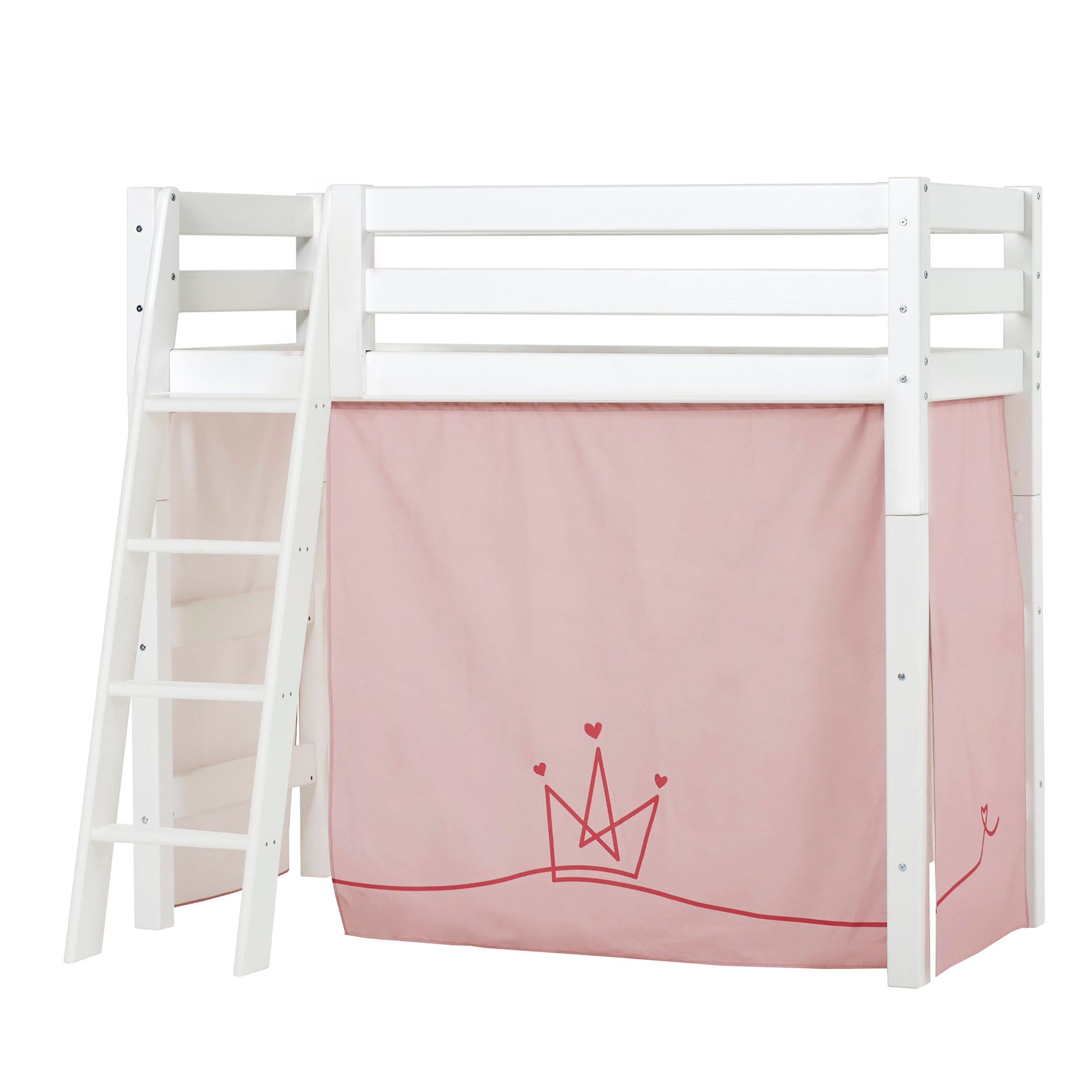 Hoppekids ECO Luxury Łóżko średniowysokie z zasłonami do łóżka Princess 