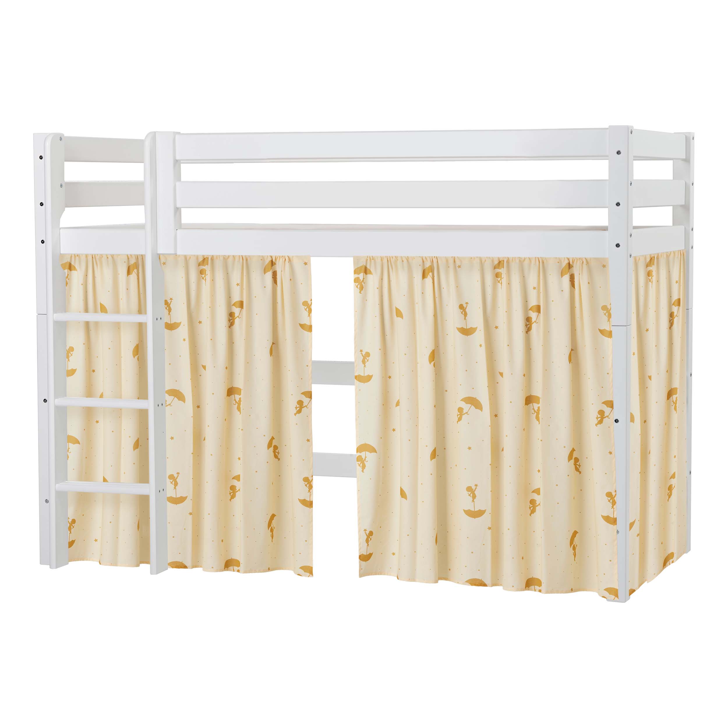 Hoppekids ECO Luxury High sleeper bed with Gold Ole Lukoie Bed curtains 