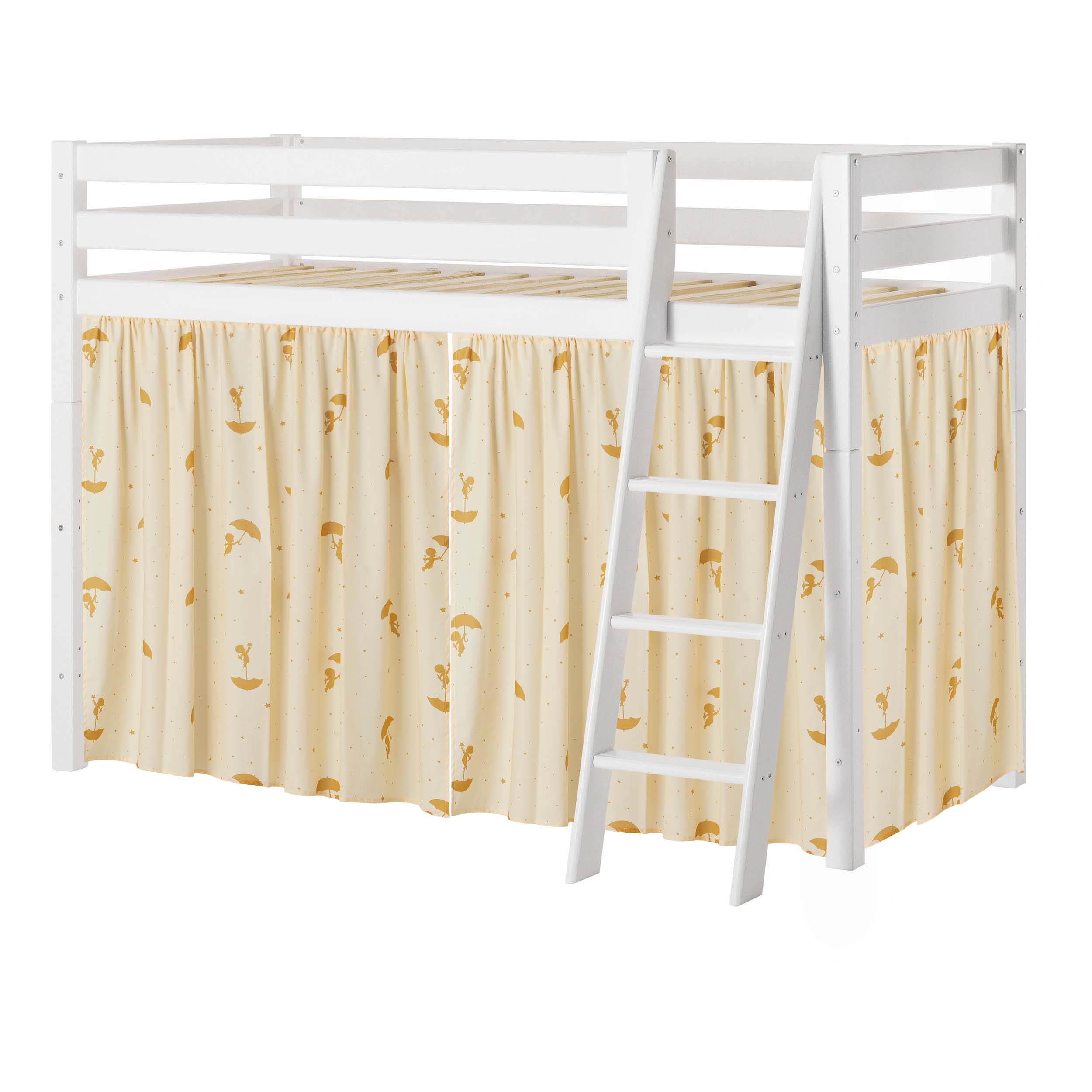 Hoppekids ECO Luxury High sleeper bed with Gold Ole Lukoie Bed curtains 