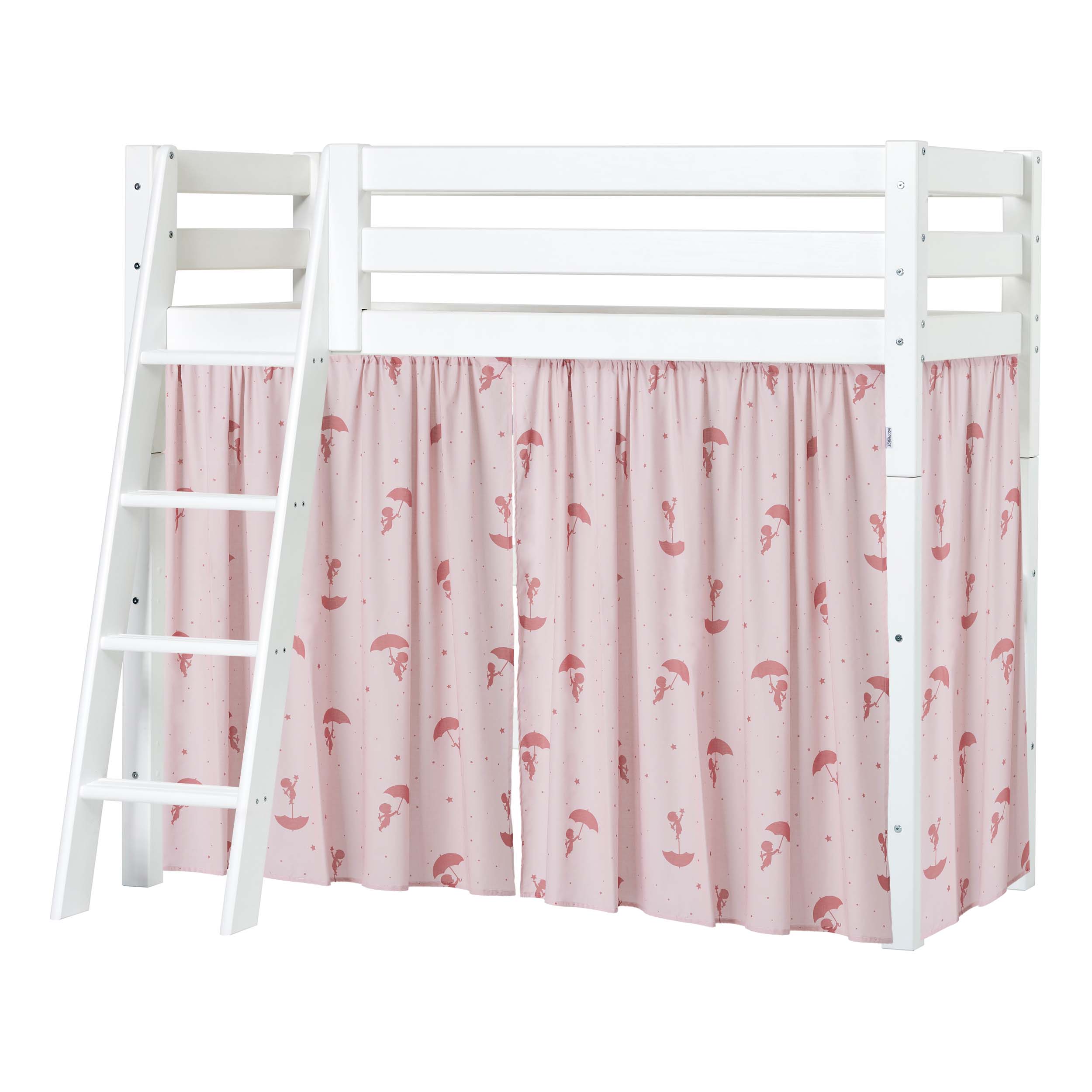 Hoppekids ECO Luxury High sleeper bed with Red Ole Lukoie Bed Curtains 
