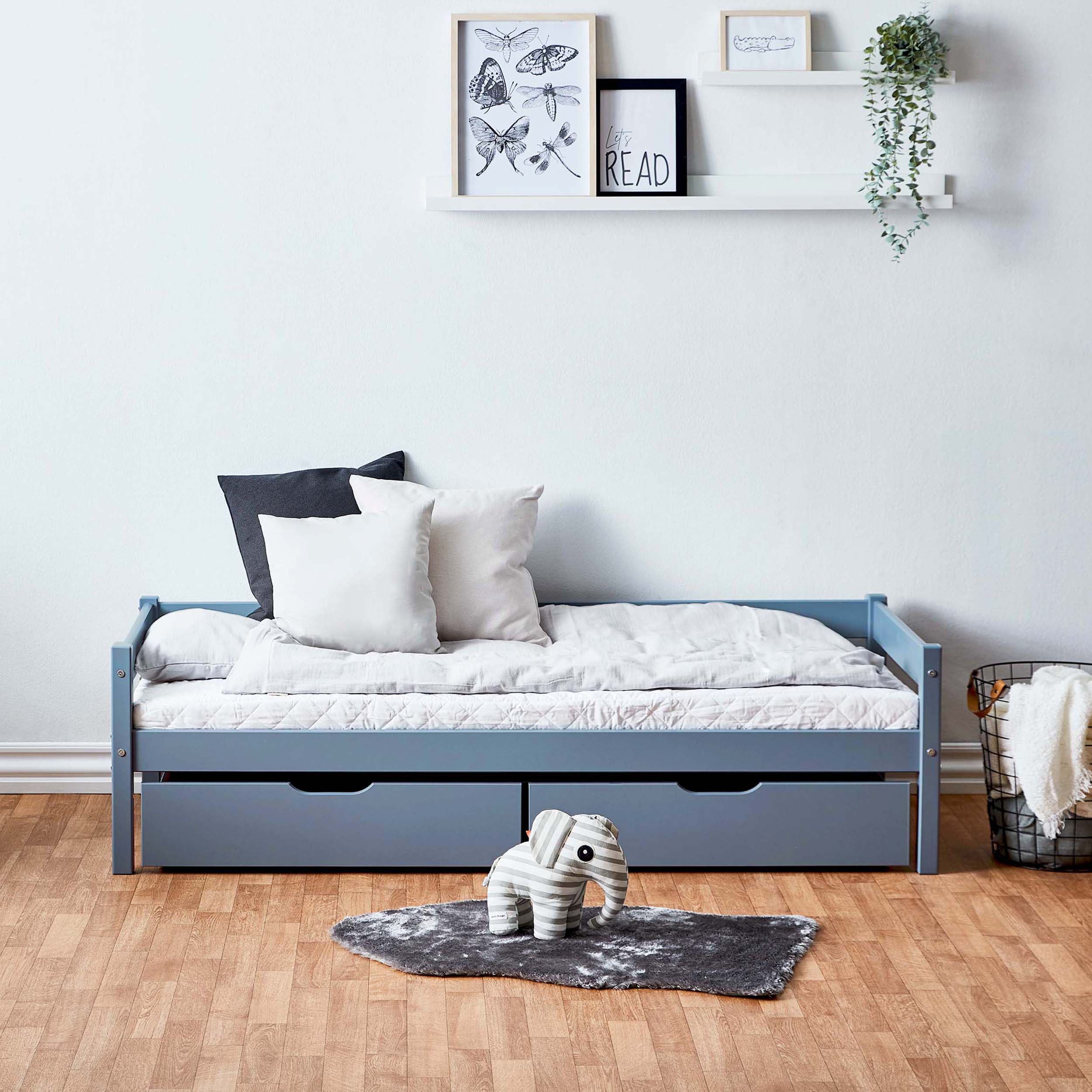 Paquete de cama: Cama junior 70x160 cm con cajones, Dusty Blue