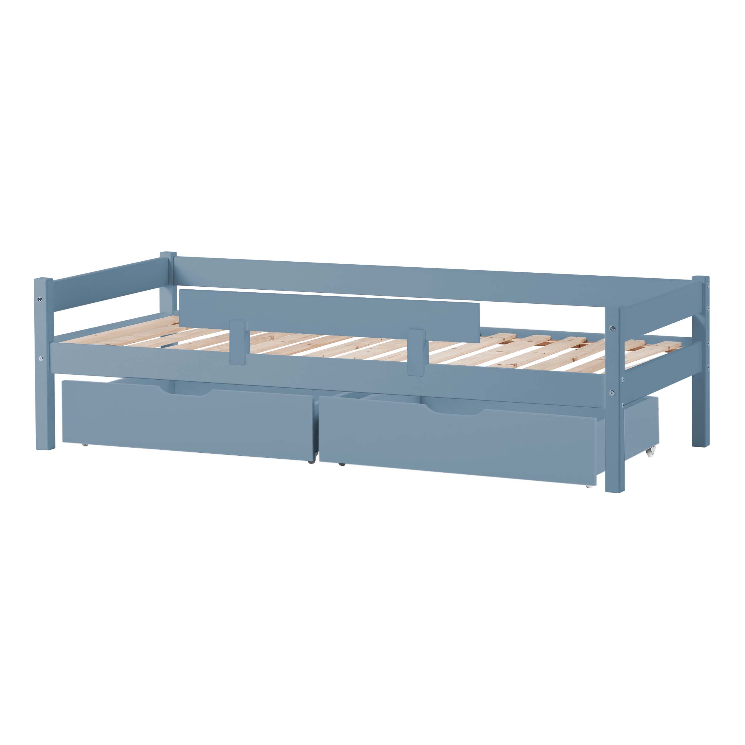 Bed package: Junior bed 70x160 cm with drawers & bed rail, Dusted Blue