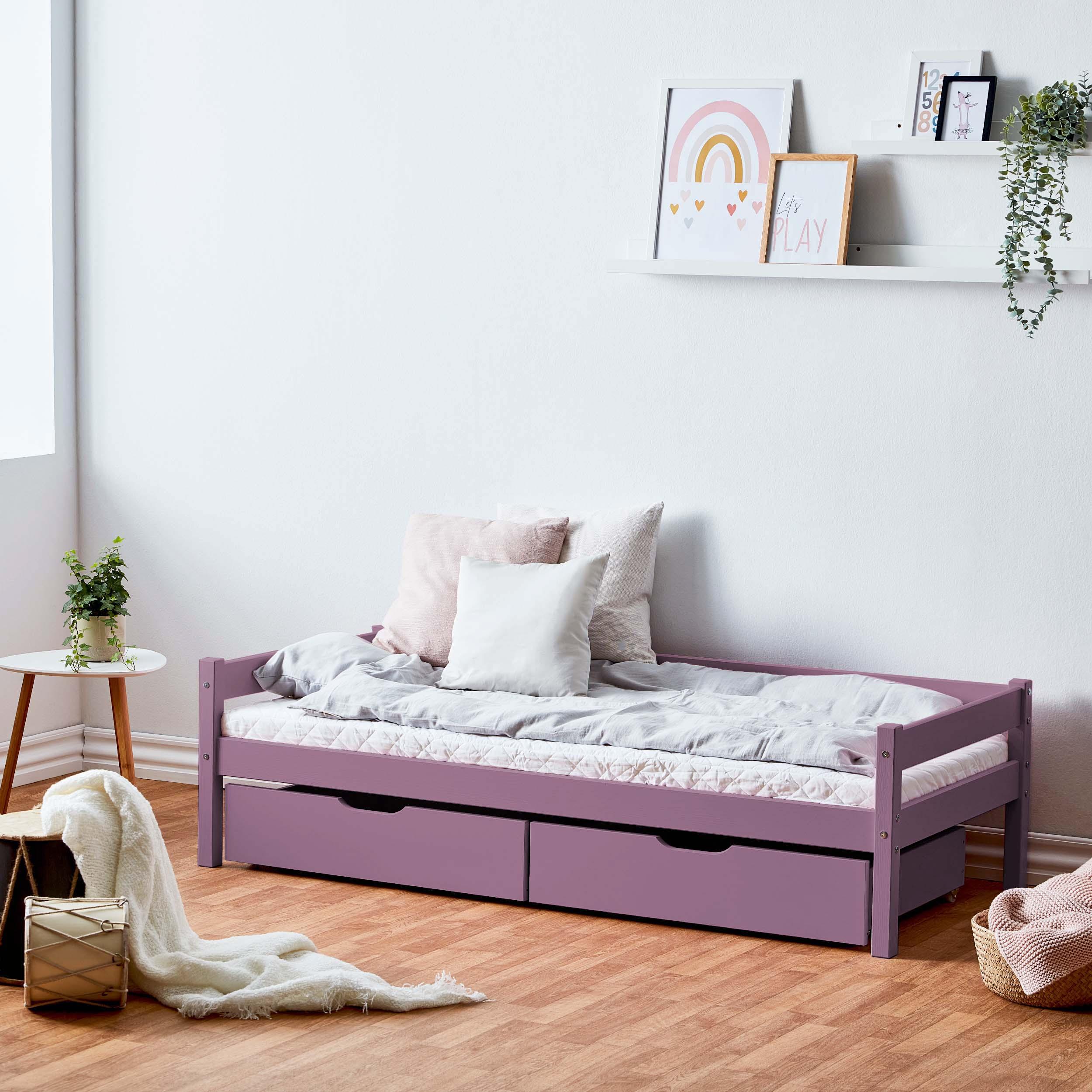 Bettpaket: Juniorbett 70x160 cm mit Schubladen, Lavendel