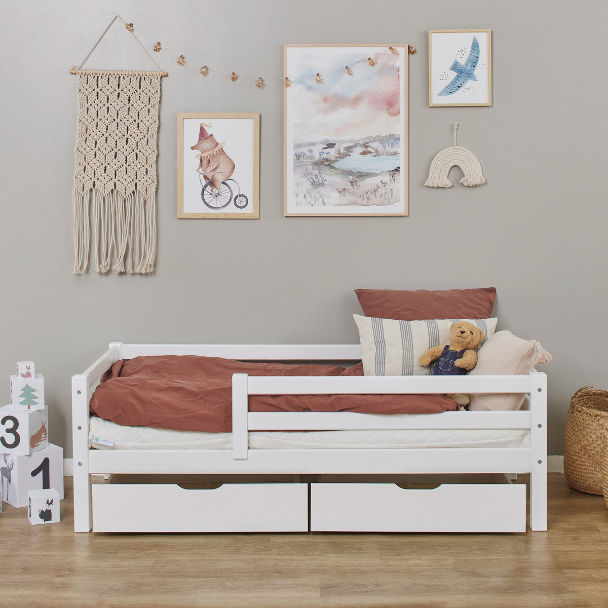 Hoppekids ECO Dream juniorseng 70x160 cm med skuffer & sengehest