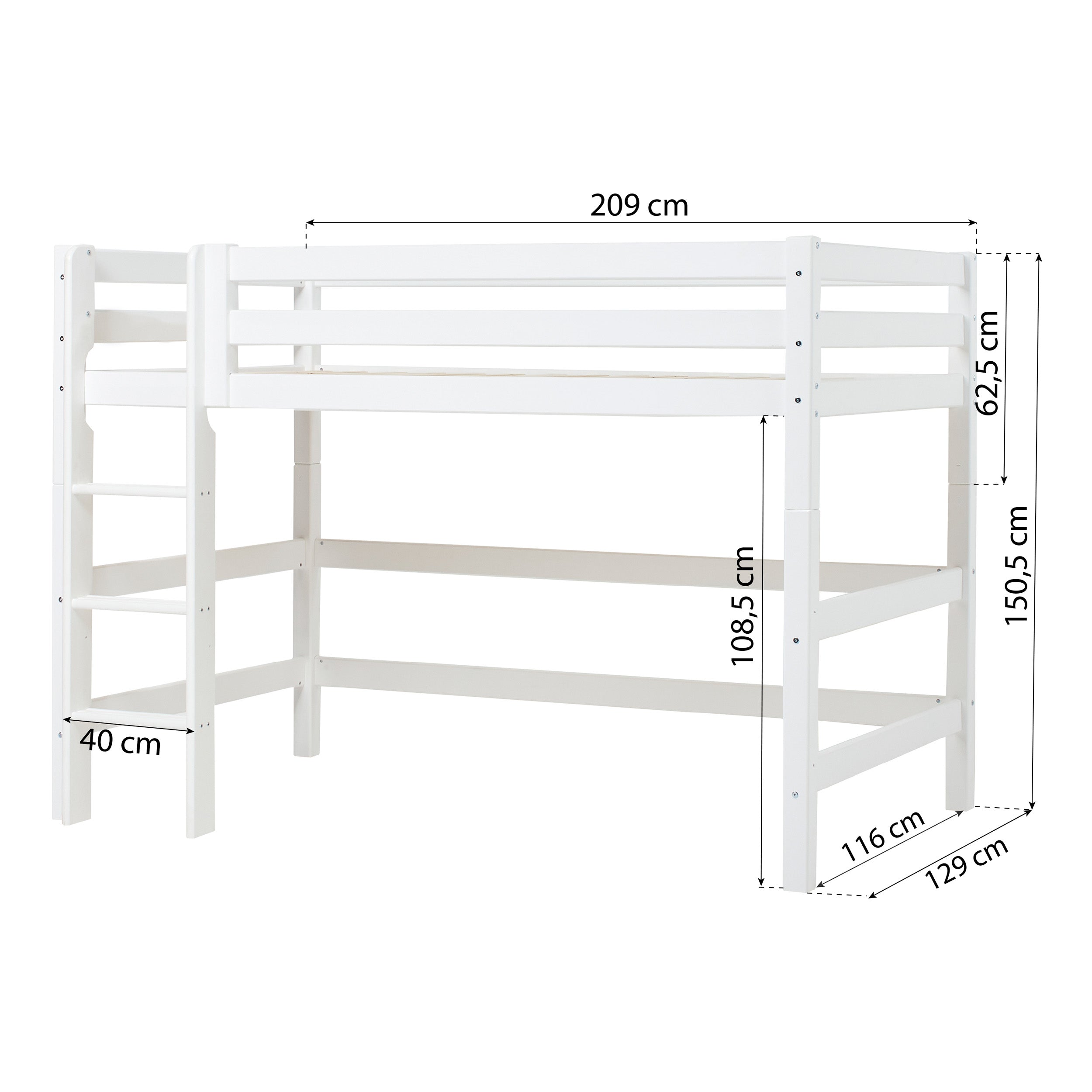 Hoppekids ECO Luxury High sleeper bed with Unicorn bed curtains 