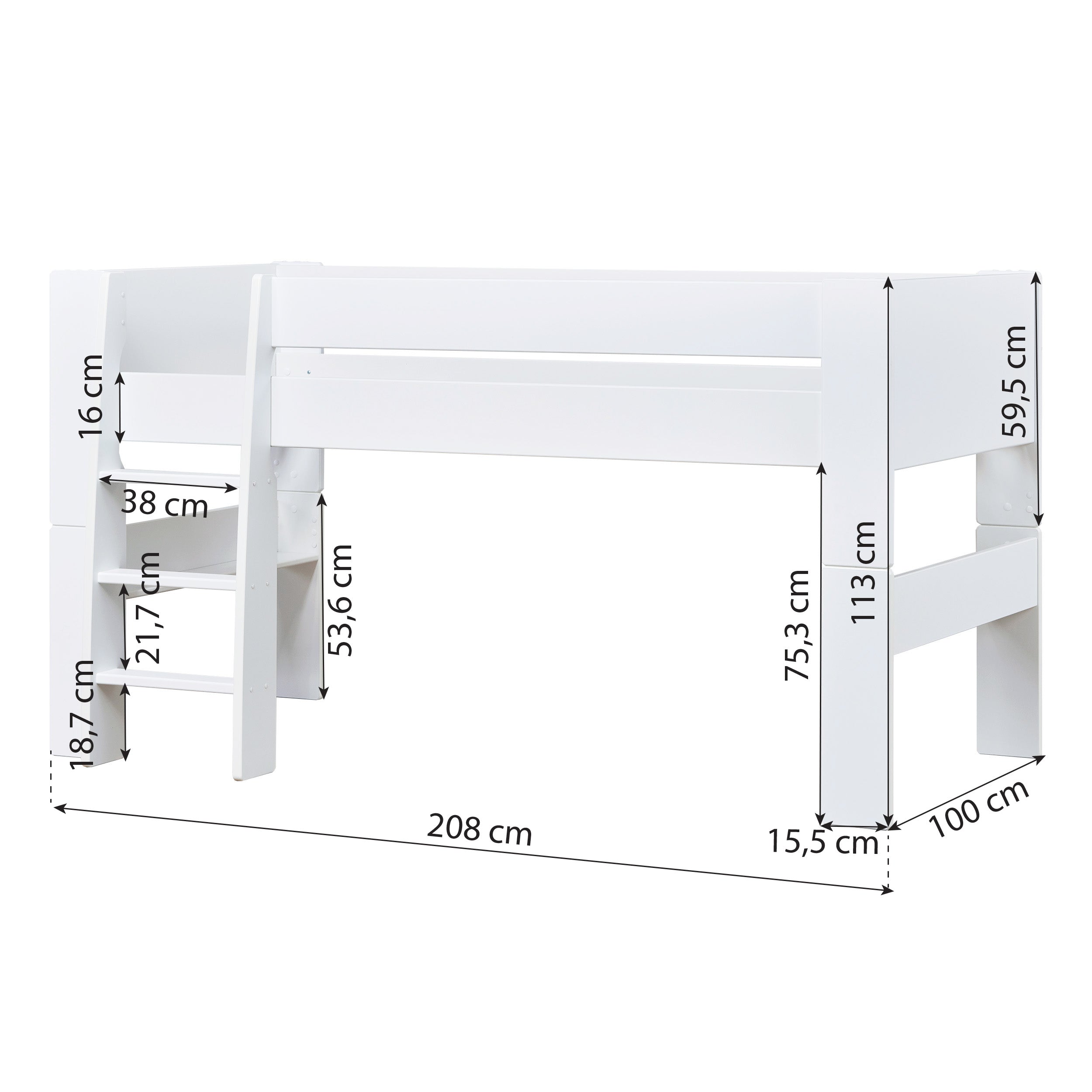 Hoppekids SFK Module for Semi-High Bed 90x200 cm, White