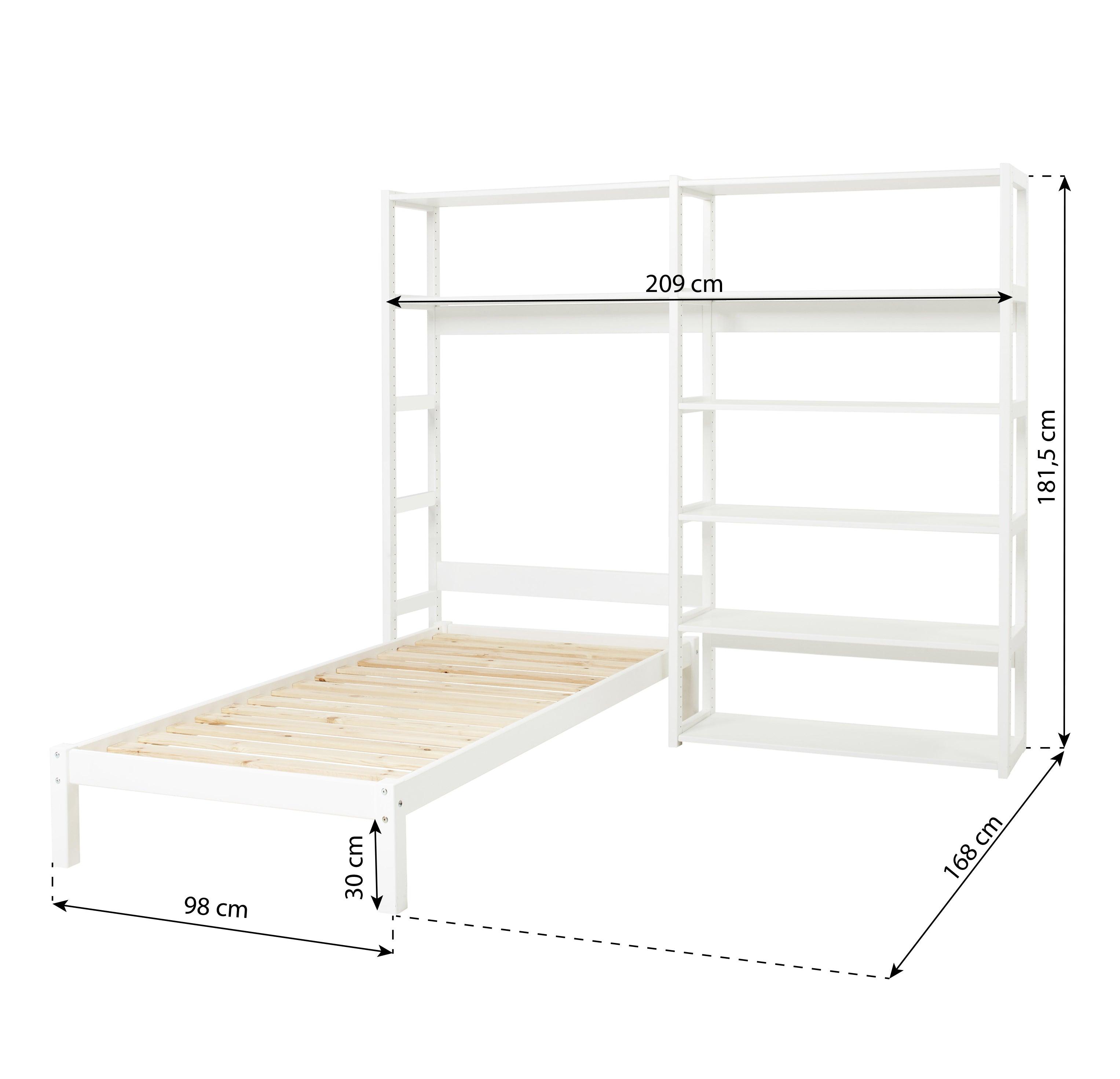 Hoppekids STOREY conjunto com 8 prateleiras e cama, 70x160 cm 
