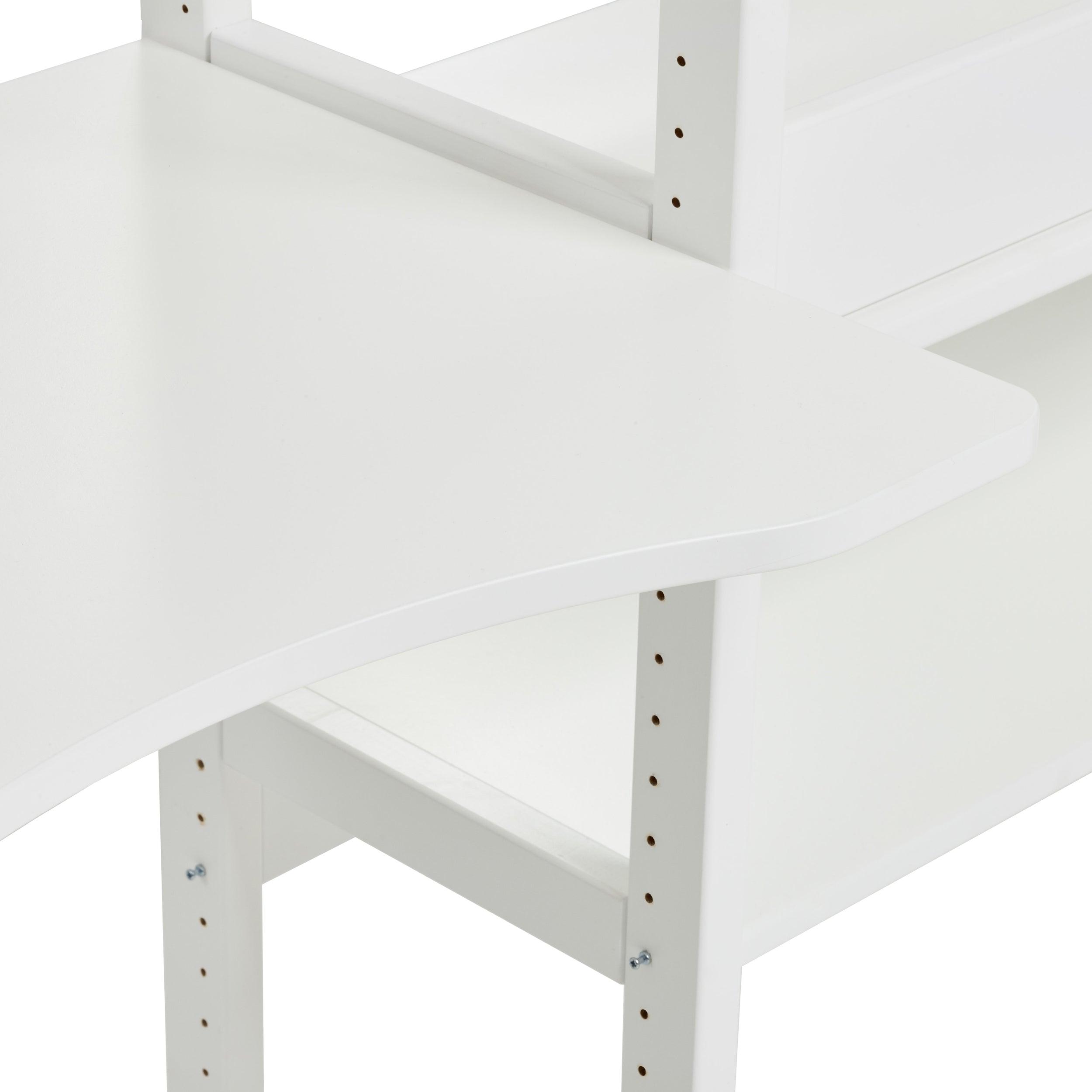 Hoppekids estantería de 3 secciones, con 14 estantes y escritorio de 80 cm, color blanco.