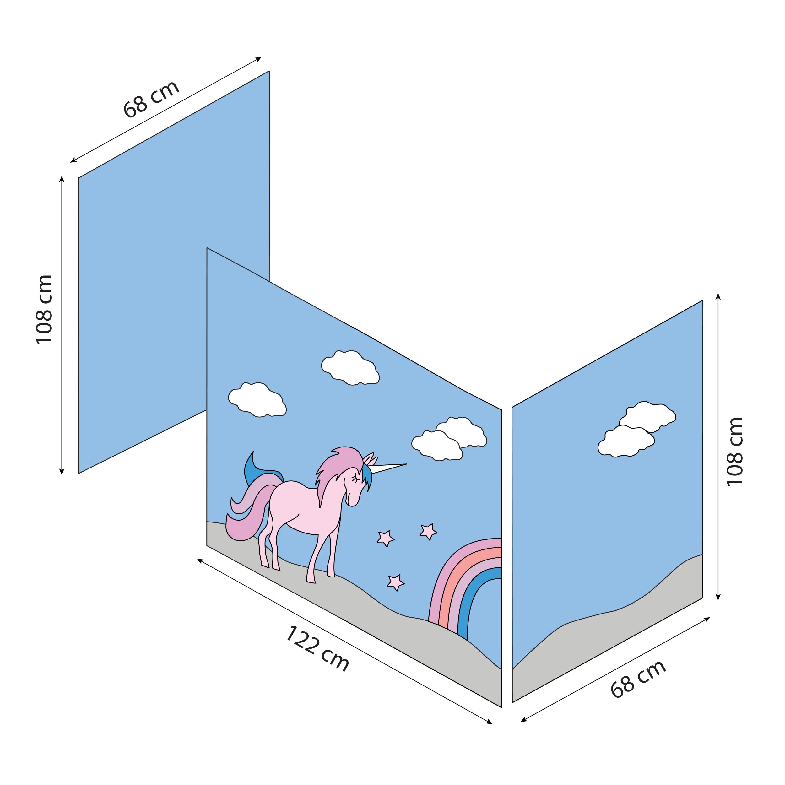 Hoppekids ECO Luxury High sleeper bed with Unicorn bed curtains 