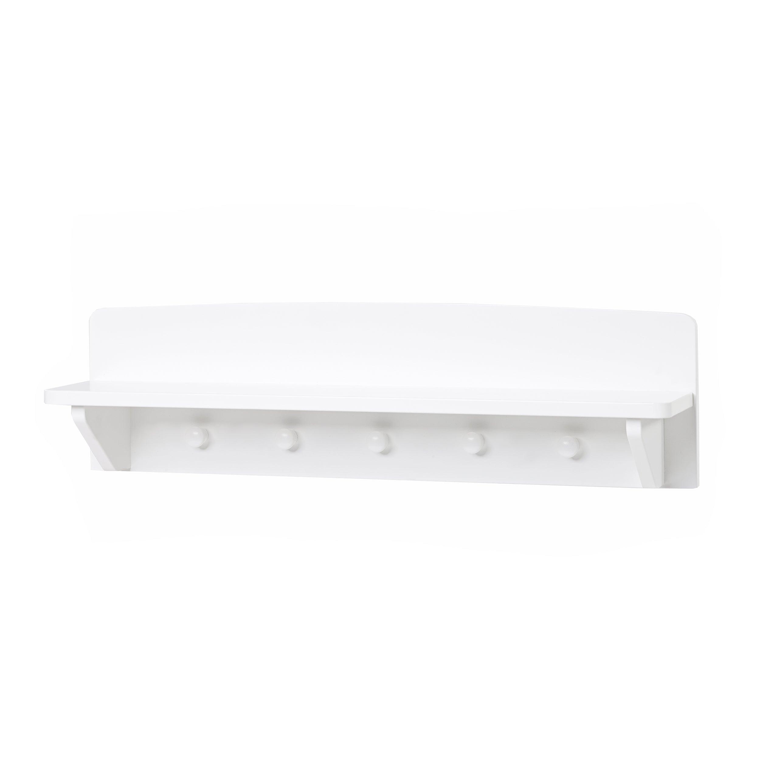 Hoppekids shelf with 5 hooks, White