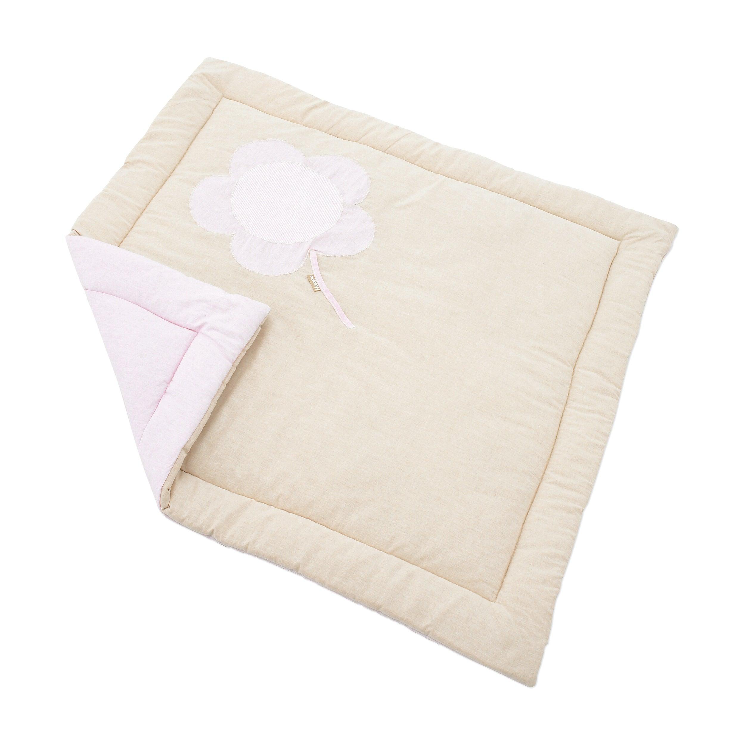 Hoppekids Fairytale Flower lekematte til kravlegård 100x100 cm, Rosa/Sand